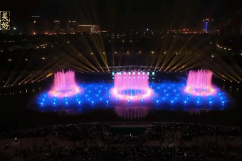 青島平度2020公園音樂噴泉水秀